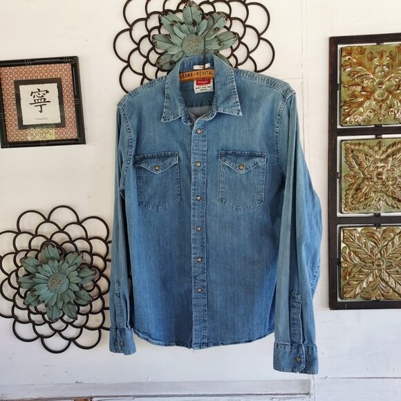 Led Zeppelin ZOSO Wrangler Indigo Shirt  with Hand embroidery oversized M - Picture 9 of 13